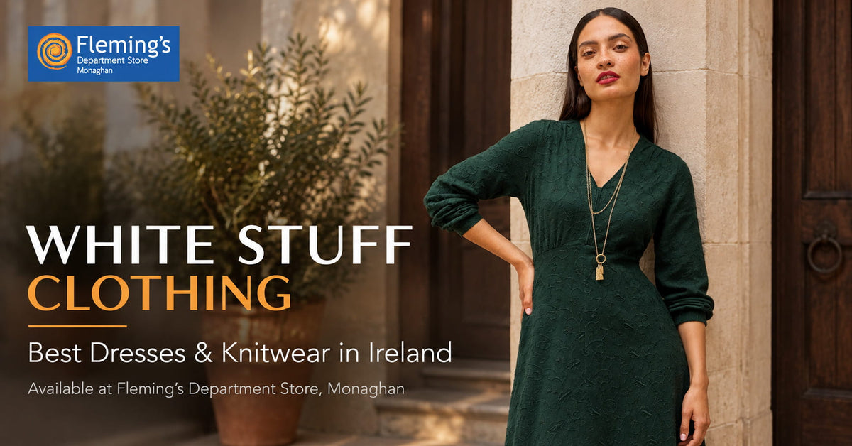 White Stuff Megan Embroidered Jersey Dress in Dark Green, Fleming's Monaghan"