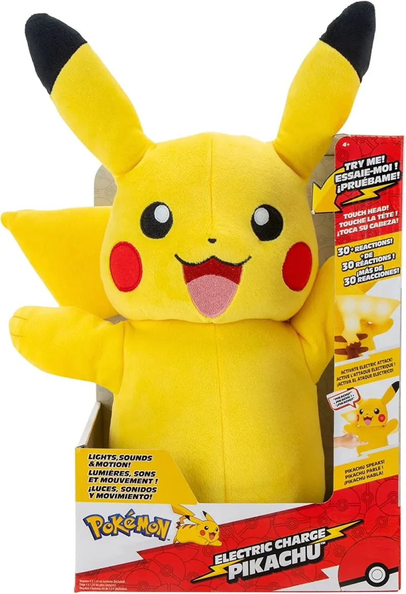 Pokémon Electric Charge Pikachu – 28cm Interactive Plush with Lights, Sounds & Movement
