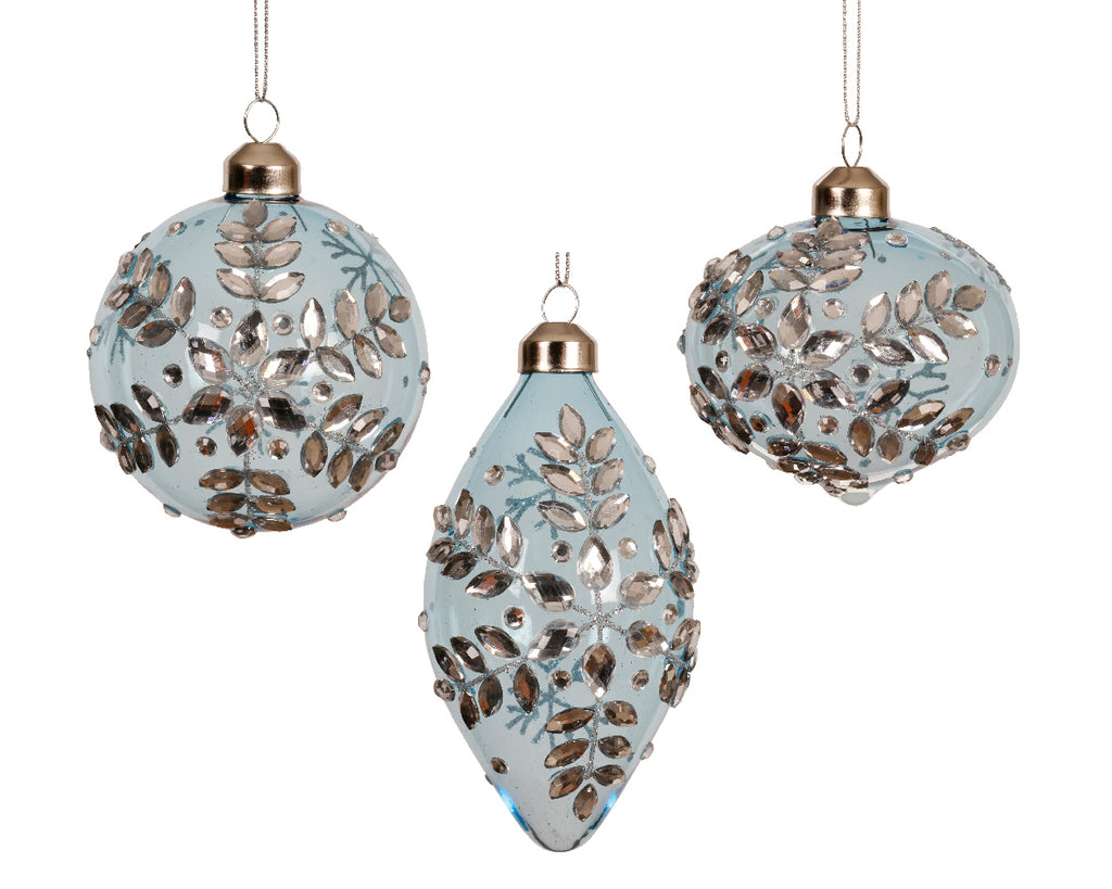 Elegant snowflake-themed glass baubles for winter tree decor