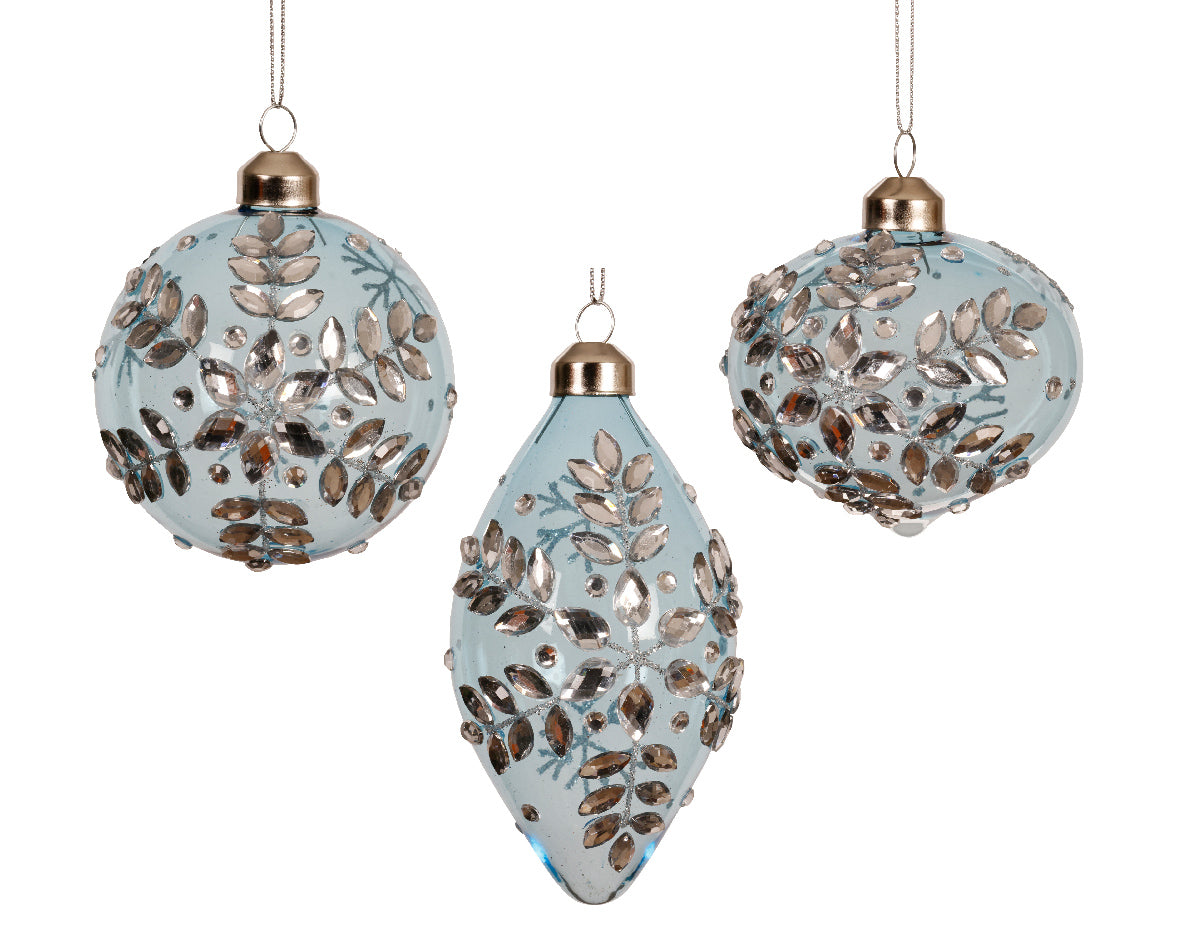 Elegant snowflake-themed glass baubles for winter tree decor