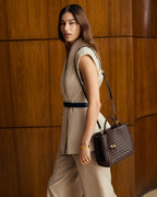 Nova Hand Woven Top Handle Bag in Chocolate - image 2
