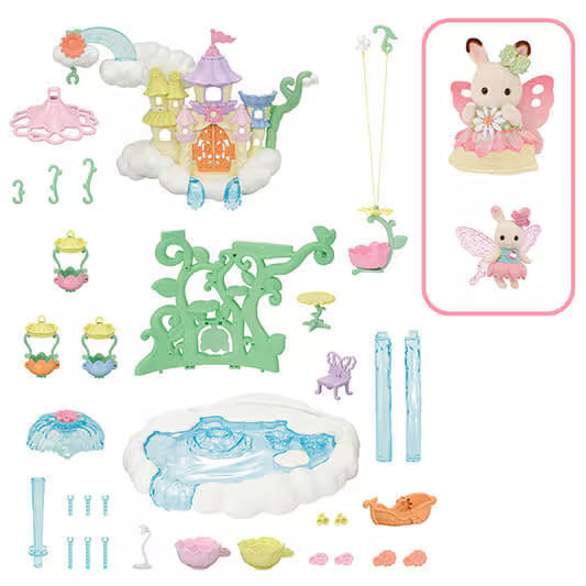 Sylvanian Families Skytop Fairy Castle – Enchanting Flower Playset with Sky Ride