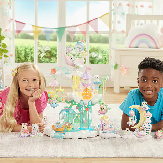 Sylvanian Families Skytop Fairy Castle – Enchanting Flower Playset with Sky Ride