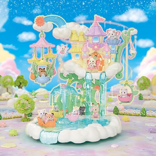 Sylvanian Families Skytop Fairy Castle – Enchanting Flower Playset with Sky Ride