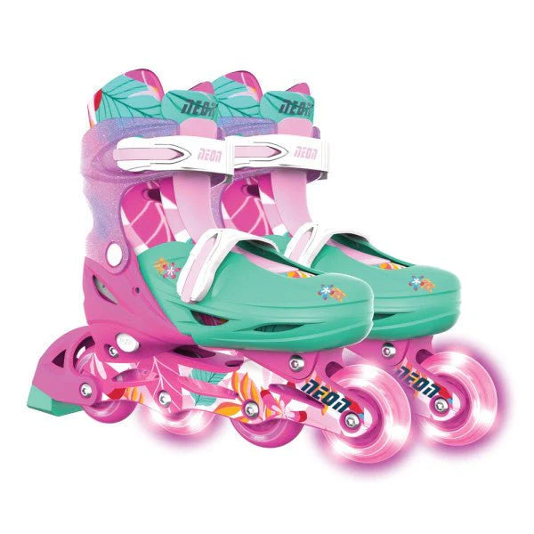 Neon Combo Skates – Floral | 2-in-1 Adjustable Skates with Flower Power