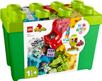 LEGO Duplo Fabulous Brick Box set 10716, featuring a green plastic storage box with lime green studs and a clear front window displaying colorful building blocks and mini-figures.