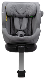 Osann One 360 SL i-Size Car Seat in Iron Grey with a matching headrest and harness, shown from the front on a white background.