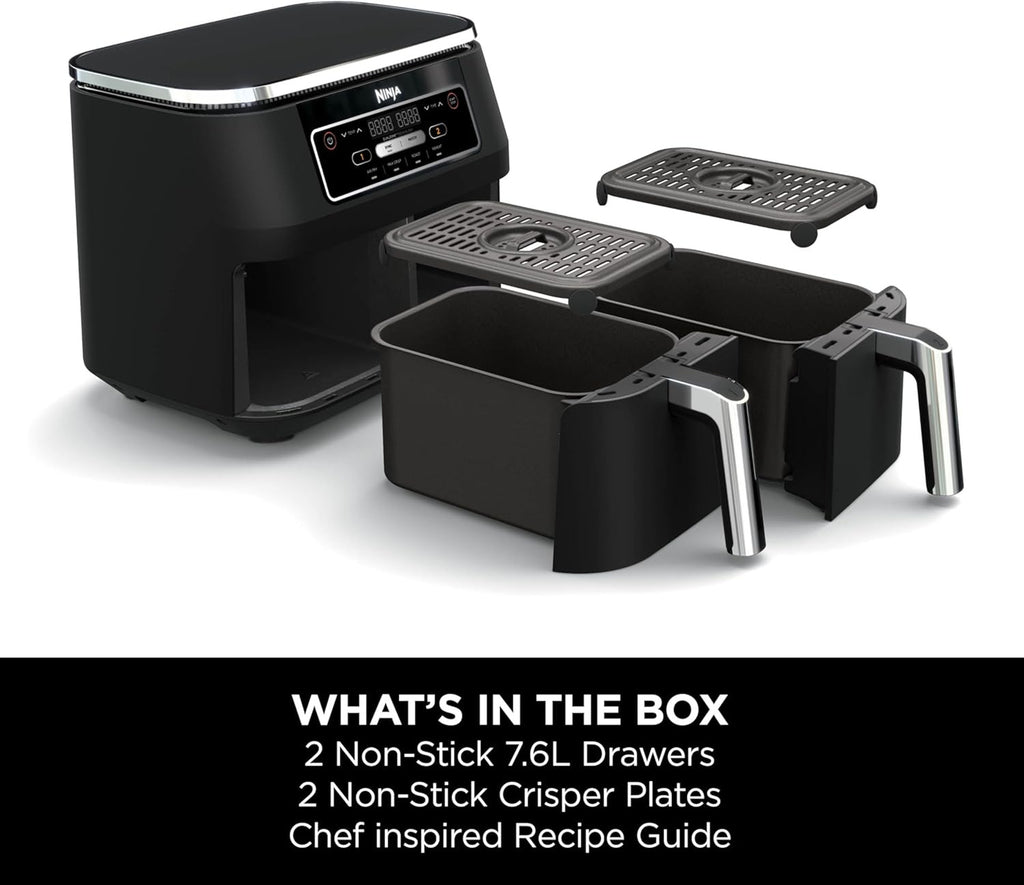 Ninja Foodi 4-in-1 Dual Zone Air Fryer 7.6L AF200UK – 2 Drawers