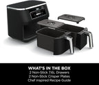 Ninja Foodi 4-in-1 Dual Zone Air Fryer 7.6L AF200UK – 2 Drawers