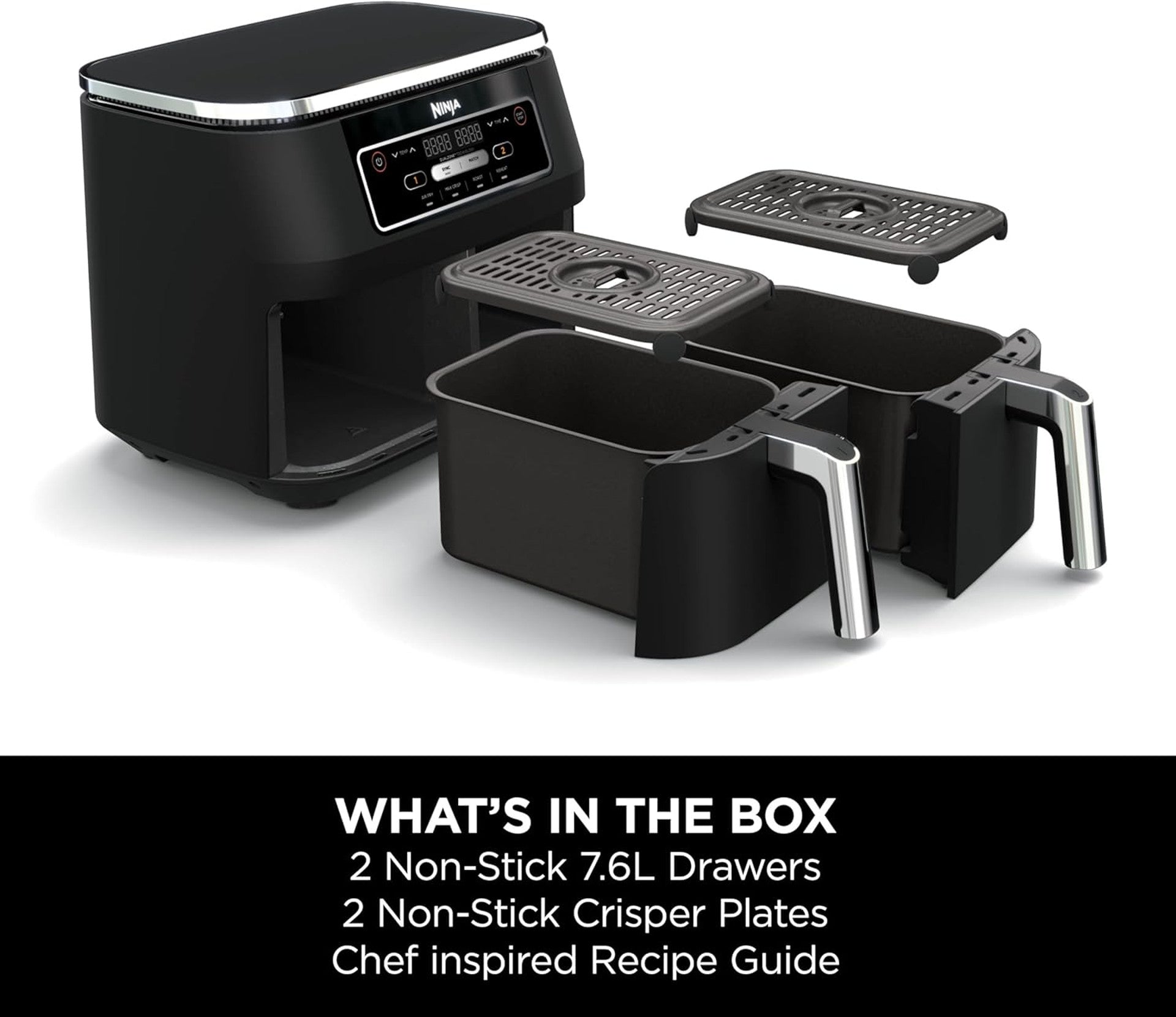 Ninja Foodi 4-in-1 Dual Zone Air Fryer 7.6L AF200UK – 2 Drawers