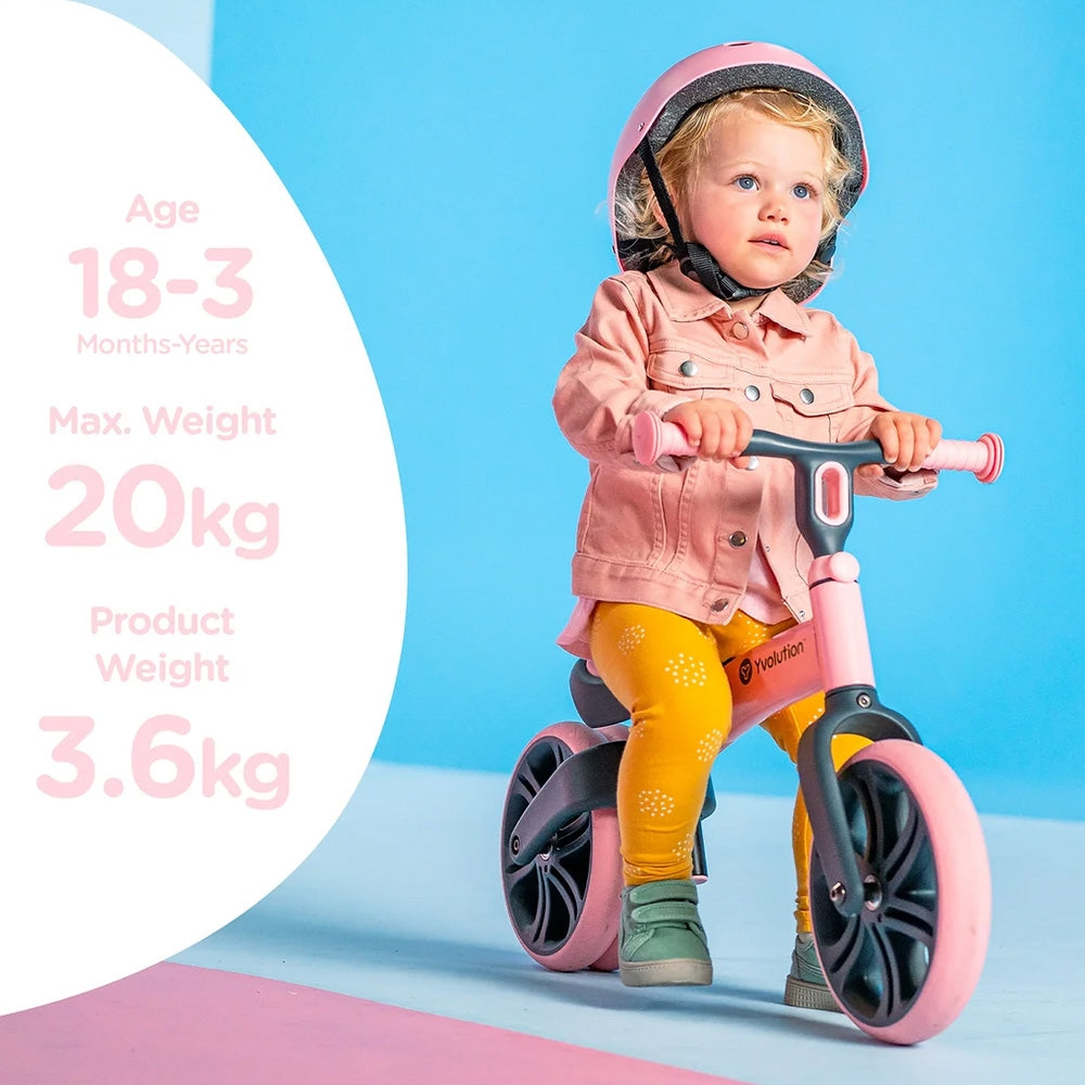 Yvolution Velo Junior – Pink | 2-Stage Balance Bike for Toddlers