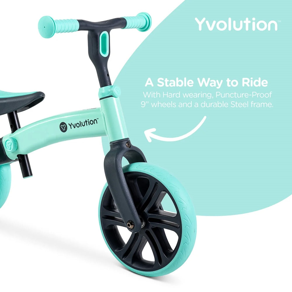 Yvolution Velo Junior Balance Bike – Green | 2-Stage Toddler Bike