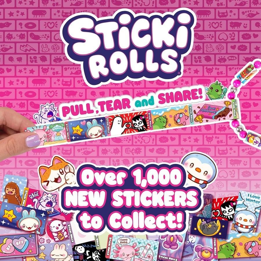 Sticki Rolls Sticki Rolluxe Bag – 500 Stickers, Storage Pods & DIY Jewellery Kit