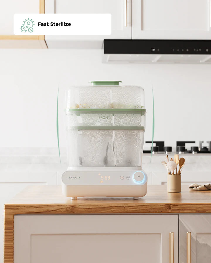 Momcozy Fast Bottle Sterilizer and Dryer – 3 Layer Bottle Steriliser