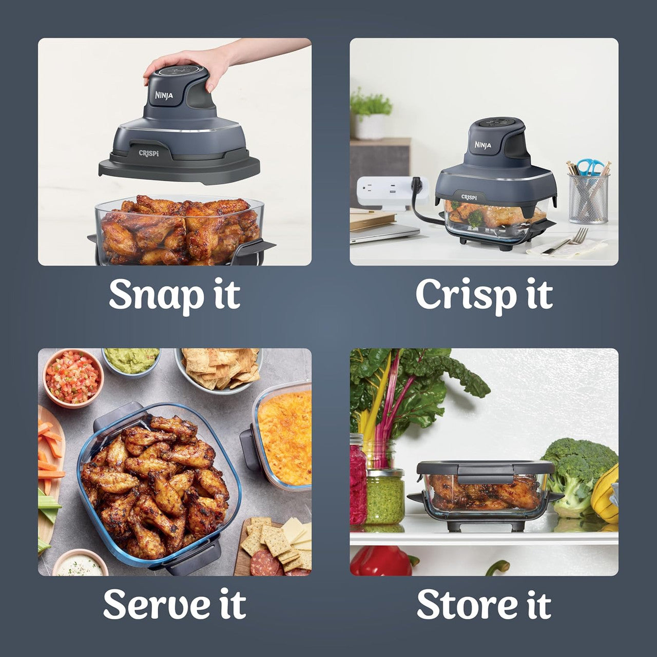 Ninja CRISPi 4-in-1 Portable Glass Air Fryer - FN101UKGY