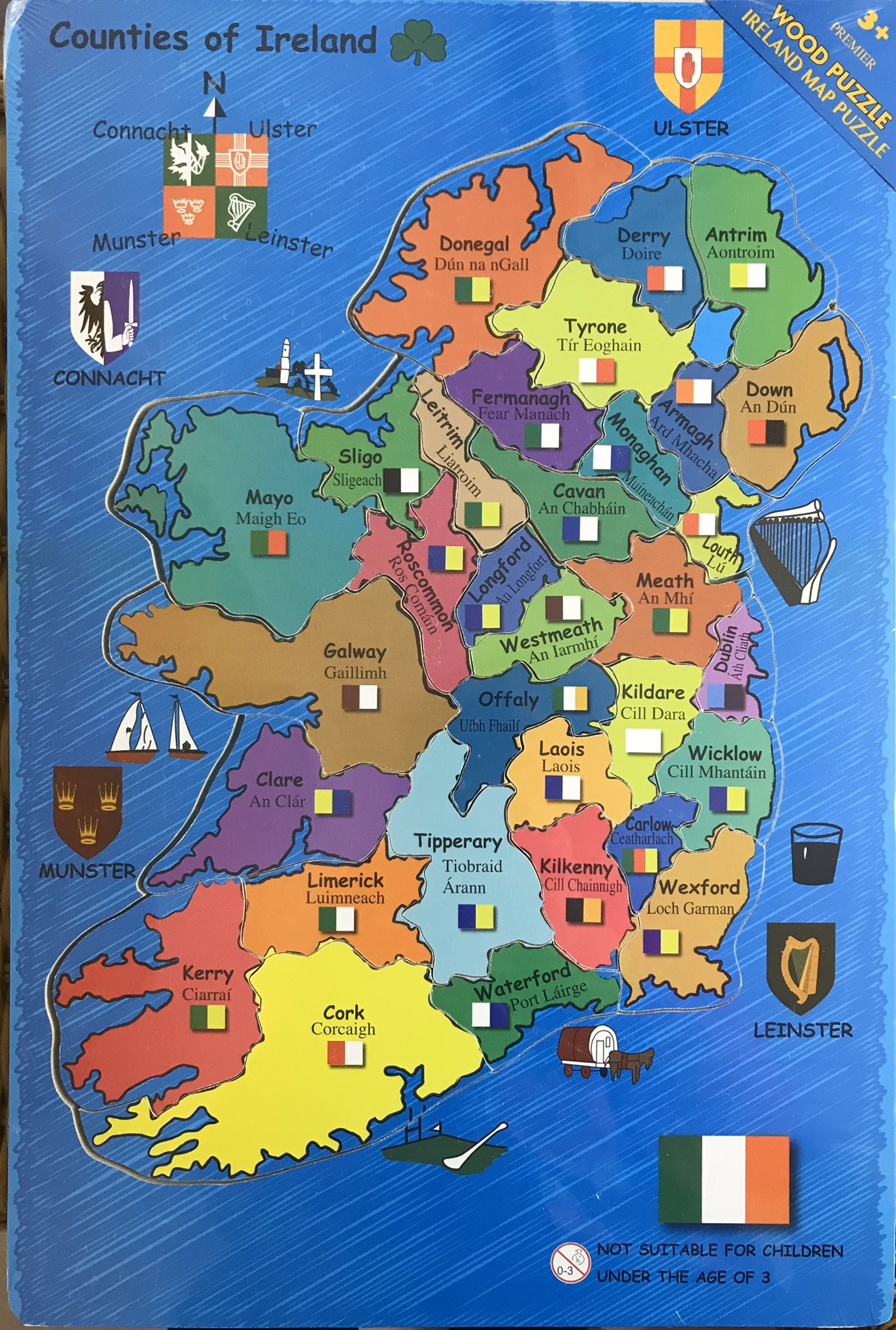 Wooden Counties Of Ireland Jigsaw Puzzle – Educational Ireland Map Puzzle