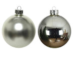 Silver glass Christmas baubles shiny and matte mix 8cm – set of 16 ornaments