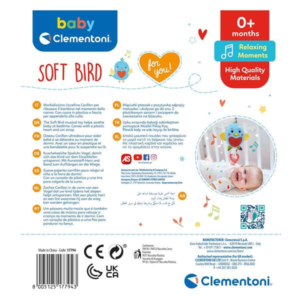 Baby Clementoni soft bird music box - Flemings Department Store