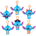 Set of Stitch plush keychains in various poses on a white background