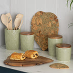Green House Pointed Leaf Small Store Jar With Rustic Acacia Lid - Flemings Department Store
