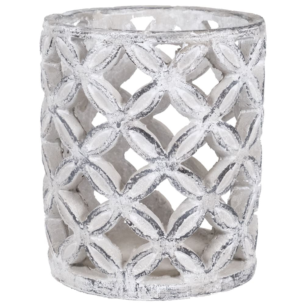 GEOMETRIC STONE CANDLE HOLDER 12x12x14cm - Flemings Department Store