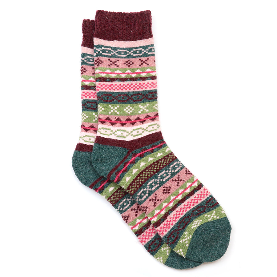 Green, Pink Mix Multi Pattern Stripe Socks