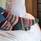 Green, Pink Mix Multi Pattern Stripe Socks