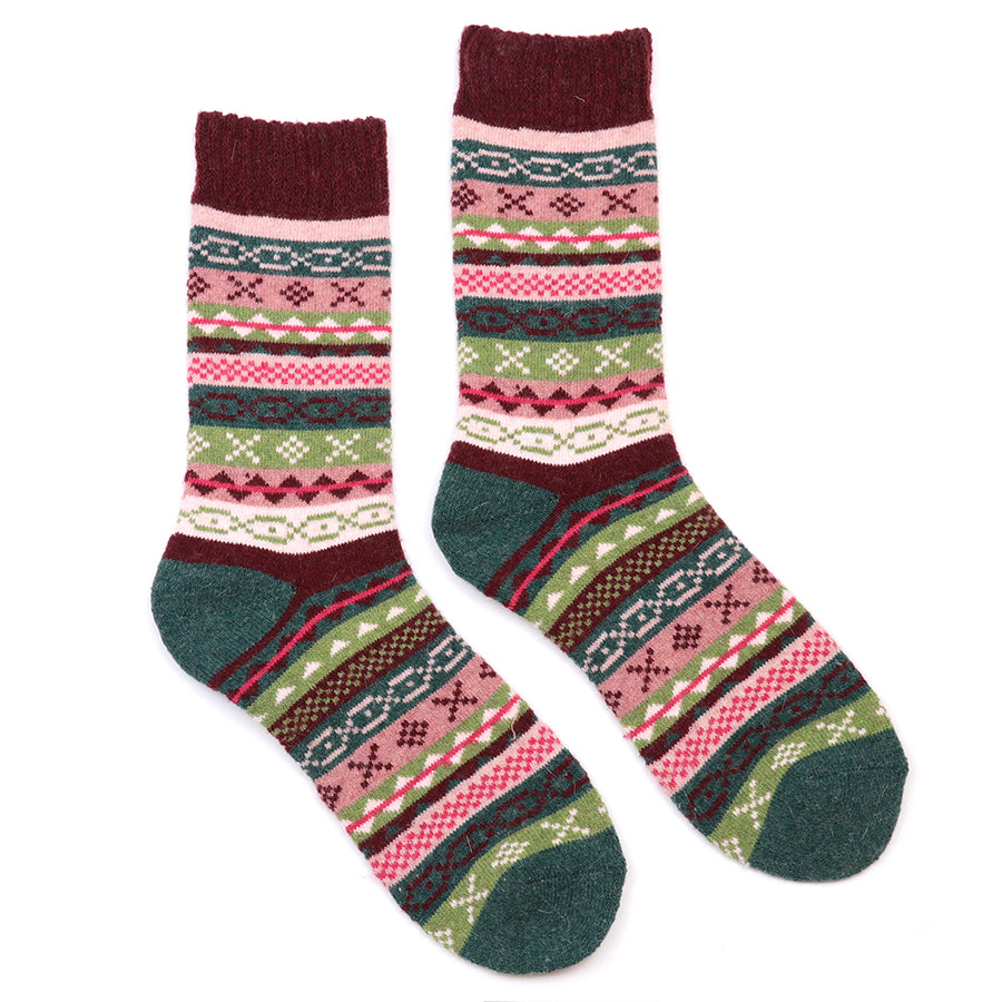 Green, Pink Mix Multi Pattern Stripe Socks