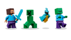 Four LEGO figures from a popular video game on a white background