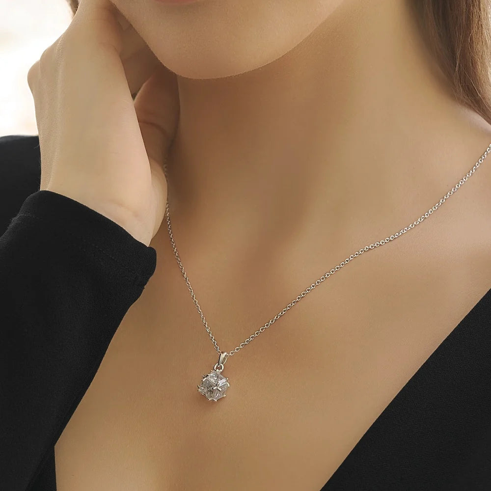 Newbridge Silverware Square Clear Stone Pendant | Flemings Monaghan