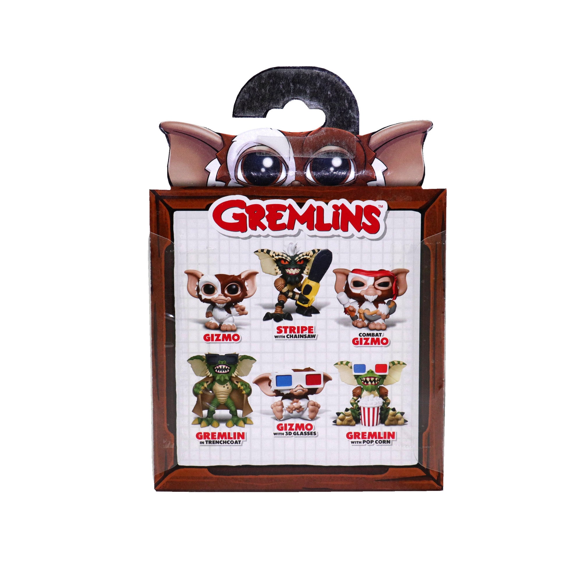 Packaged set of Gremlins action figures with 'Gremlins' branding on a white background.