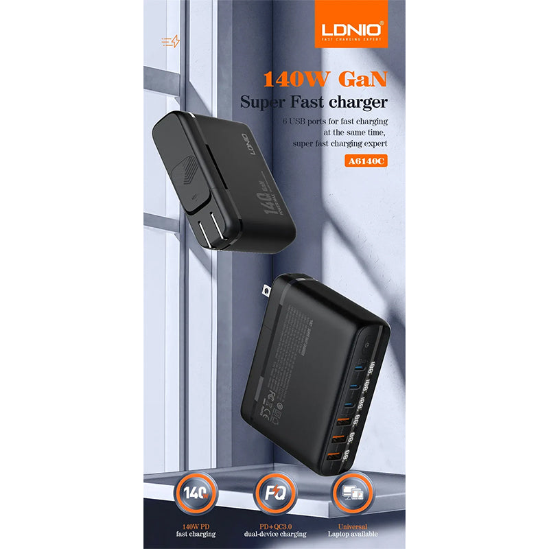 LDNIO A6140C 140W GaN 6-Port Desktop Charging Station – view 2
