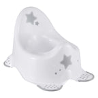 White potty chair with star patterns on a white background