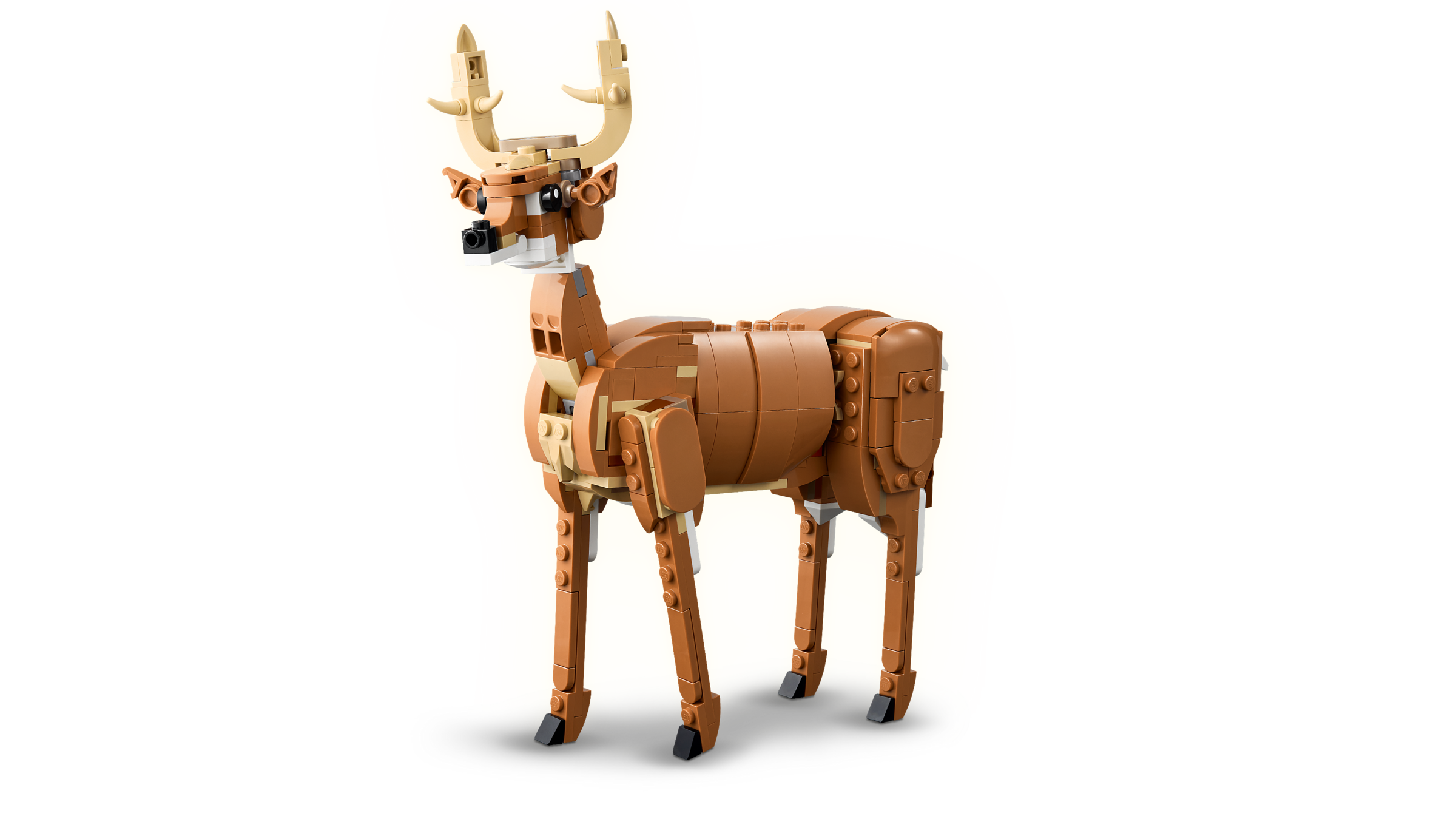 Brick-built deer model on a white background