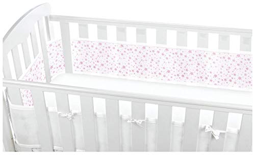 BreathableBaby Mesh Cot Liner – Twinkle Pink | 4-Sided Classic Mesh