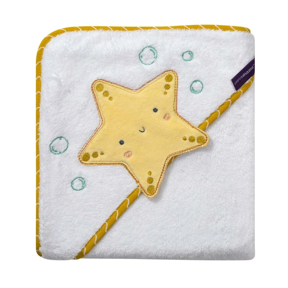 ClevaMama Bamboo Apron Baby Bath Towel Star hands-free design