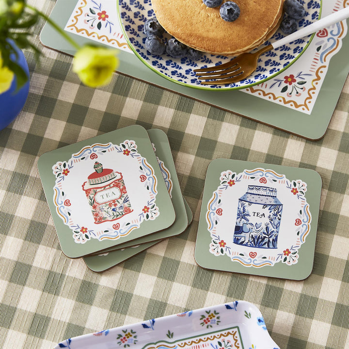 Tea Tins Coasters - 4 Pack One Size in Multi - Flemings Department Store