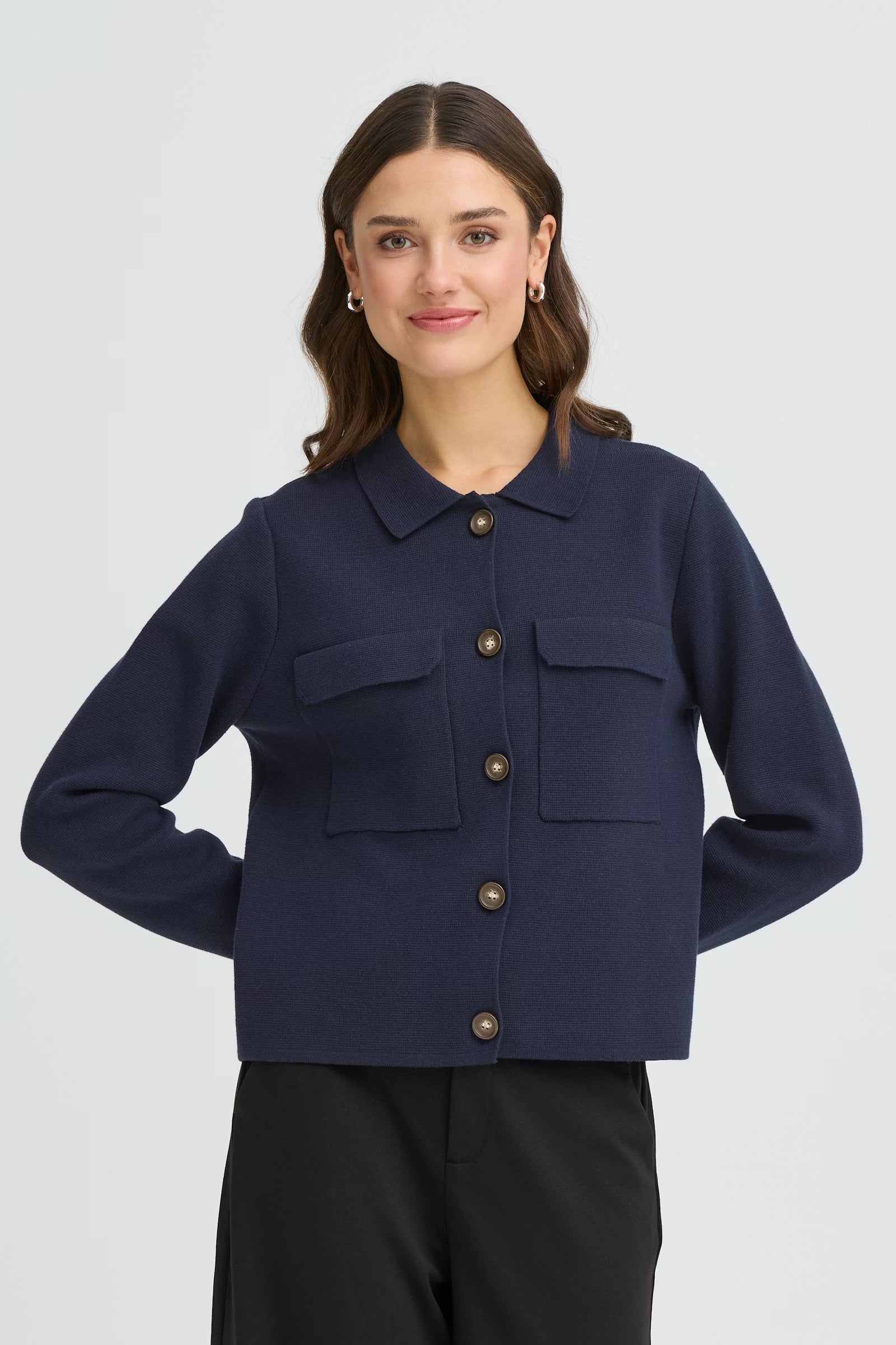 Fransa Frita Navy Knitted Cardigan