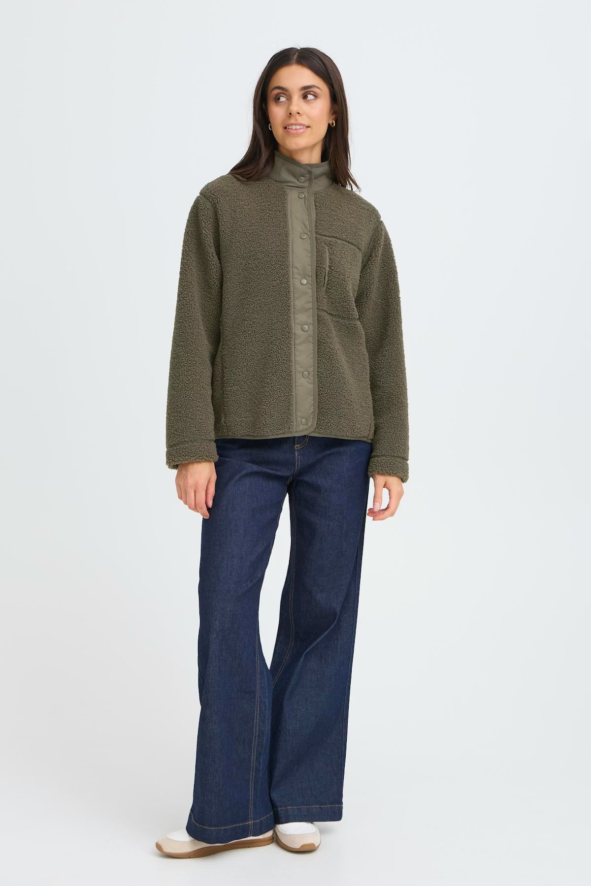 Fransa FRMIKALA Sherpa Jacket - Smokey Olive