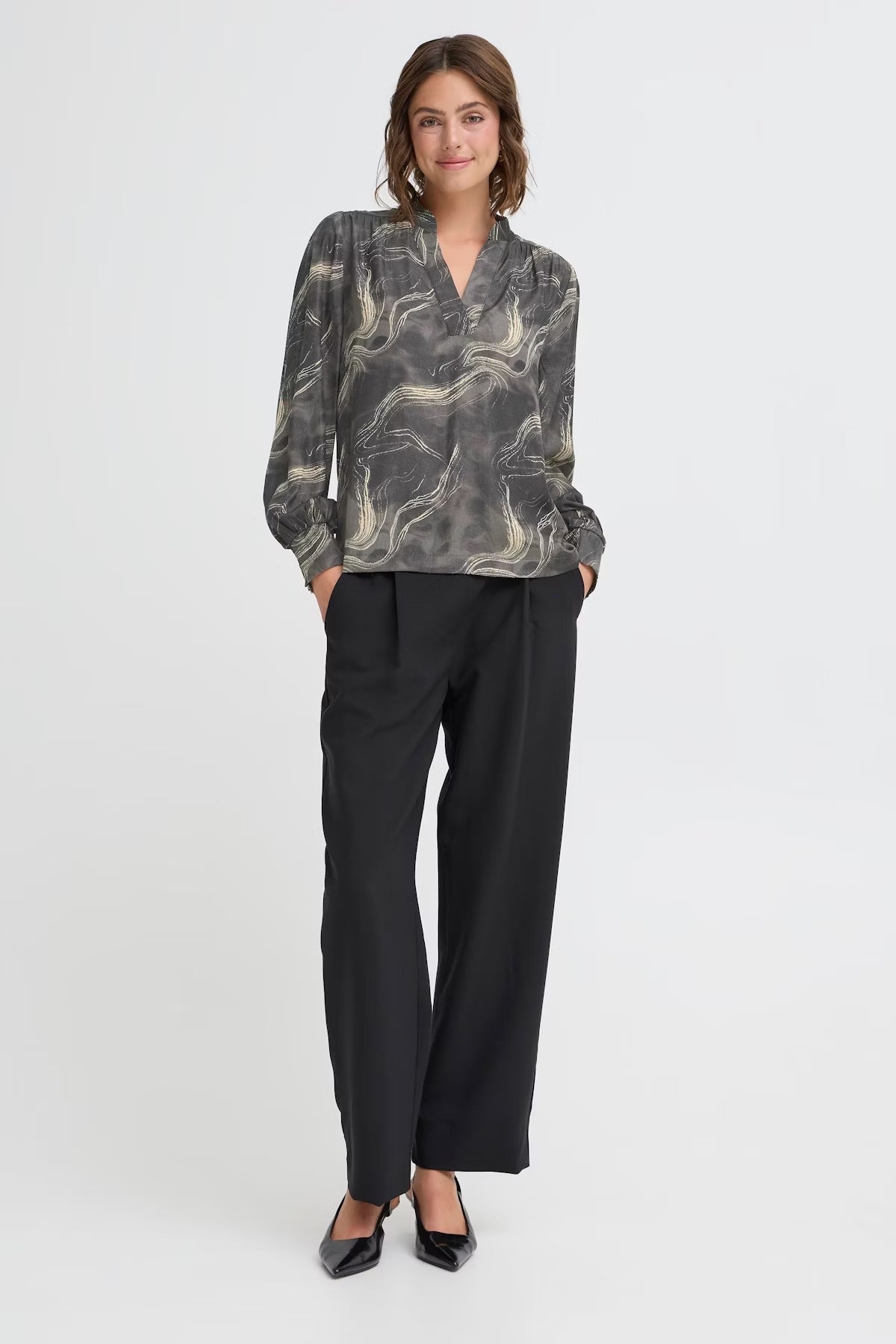 Fransa FRHATTI Blouse – Elegant V-Neck Satin Top