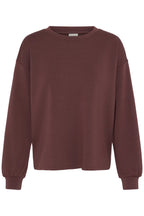 FRAURORA PU 7 Sweatshirt in Rum Raisin/Red with long sleeves and ribbed cuffs, displayed against a solid white background.