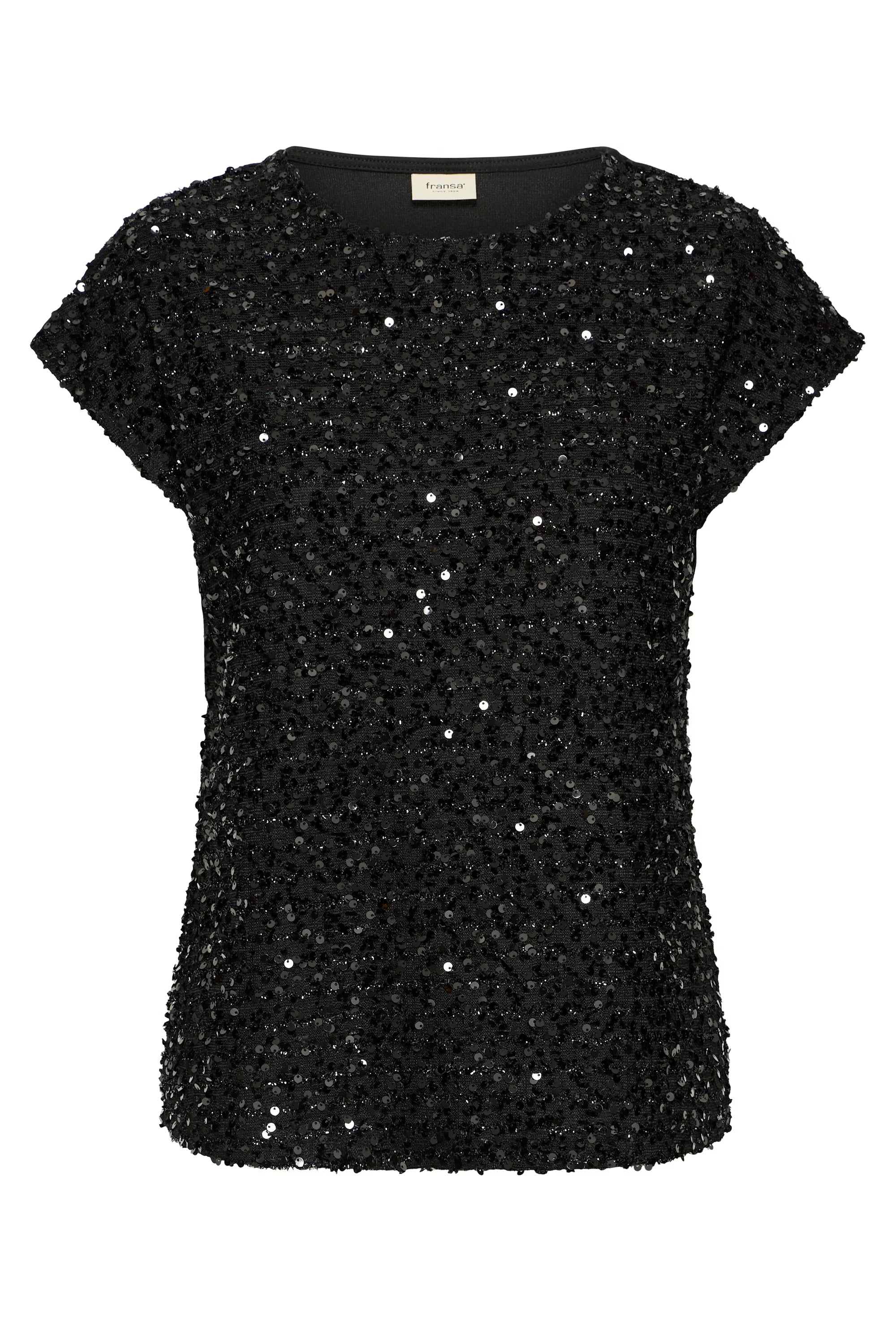 Fransa FRCHARLOTTA Sequin Top – Shimmer Crew-Neck