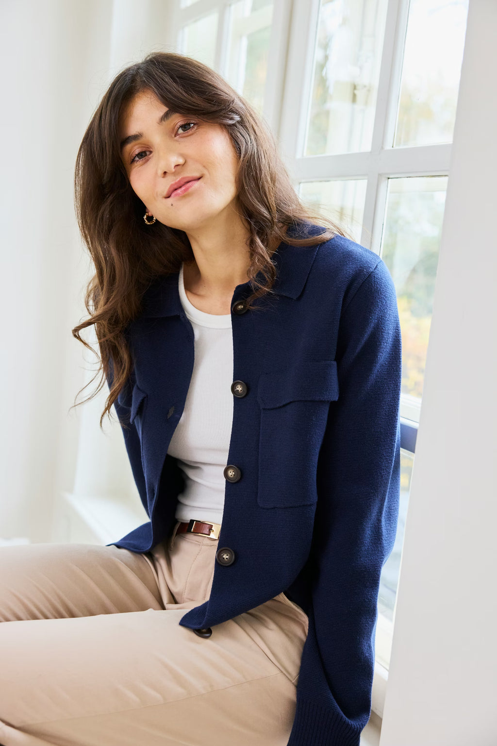 Fransa Frita Navy Knitted Cardigan