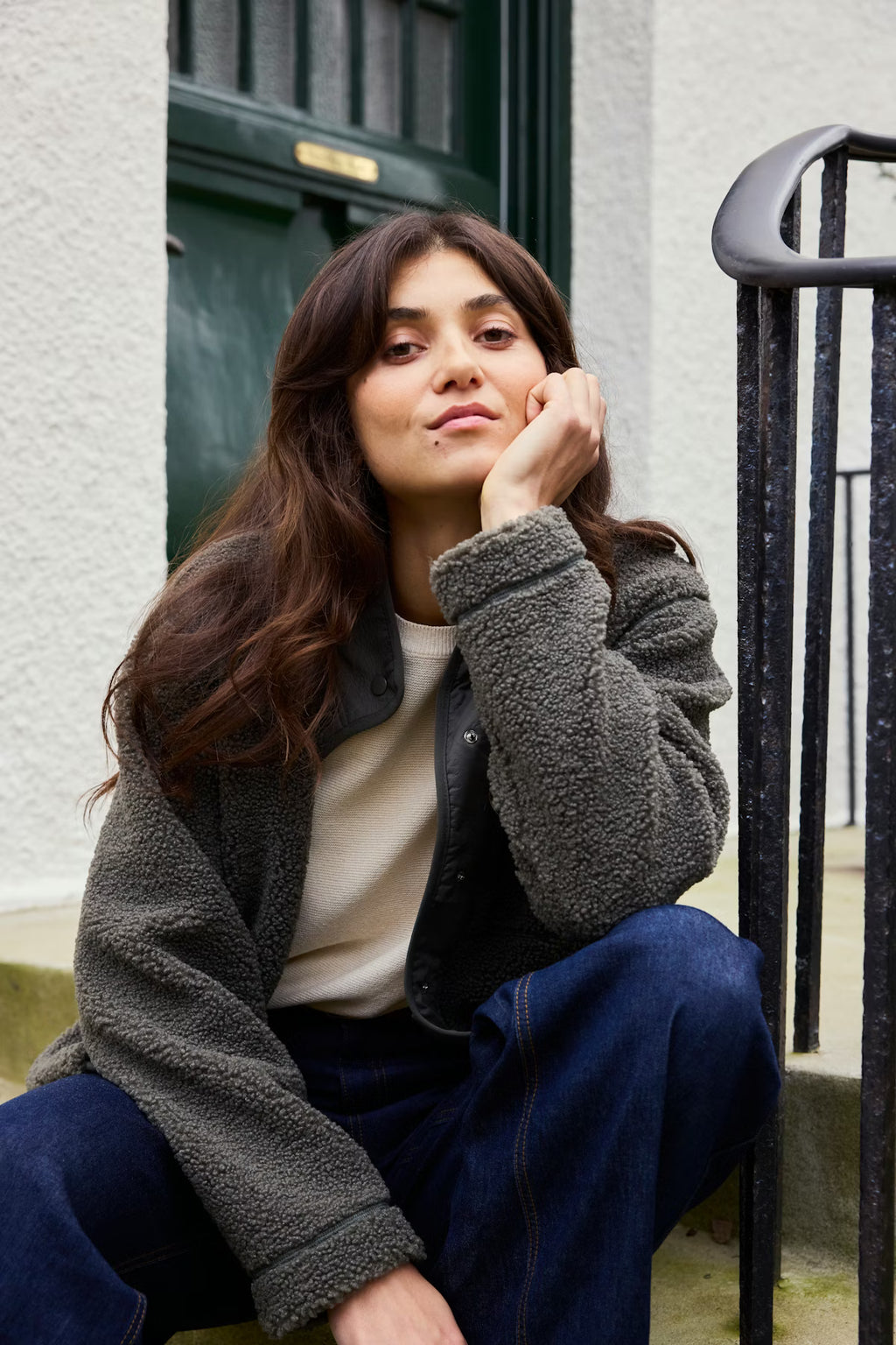 Fransa FRMIKALA Sherpa Jacket - Smokey Olive