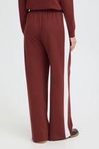 FRAURORA Trousers side stripe back view in Rum/Red