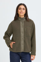 Fransa FRMIKALA Sherpa Jacket - Smokey Olive