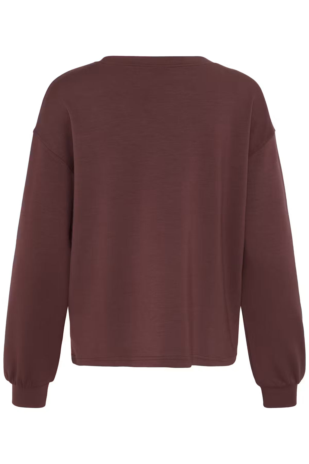 FRAURORA PU 7 Sweatshirt in Rum Raisin/Red shown from the back, photographed against a solid white background.