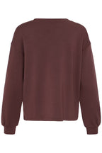 FRAURORA PU 7 Sweatshirt in Rum Raisin/Red shown from the back, photographed against a solid white background.