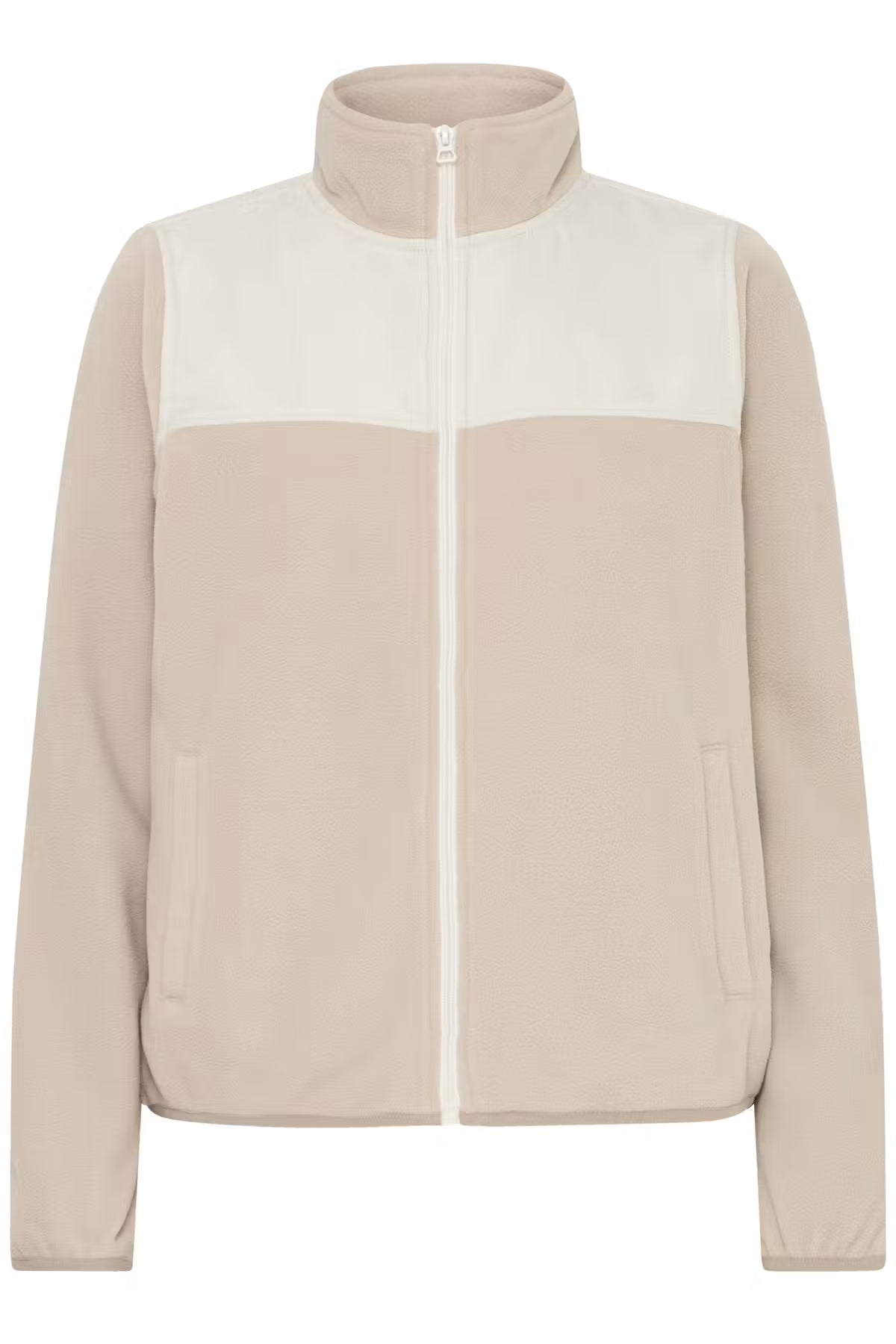 A FRFLEA Outerwear in String/Nature with a beige lower body and sleeves, and an off-white upper yoke and collar, shown on a plain white background.