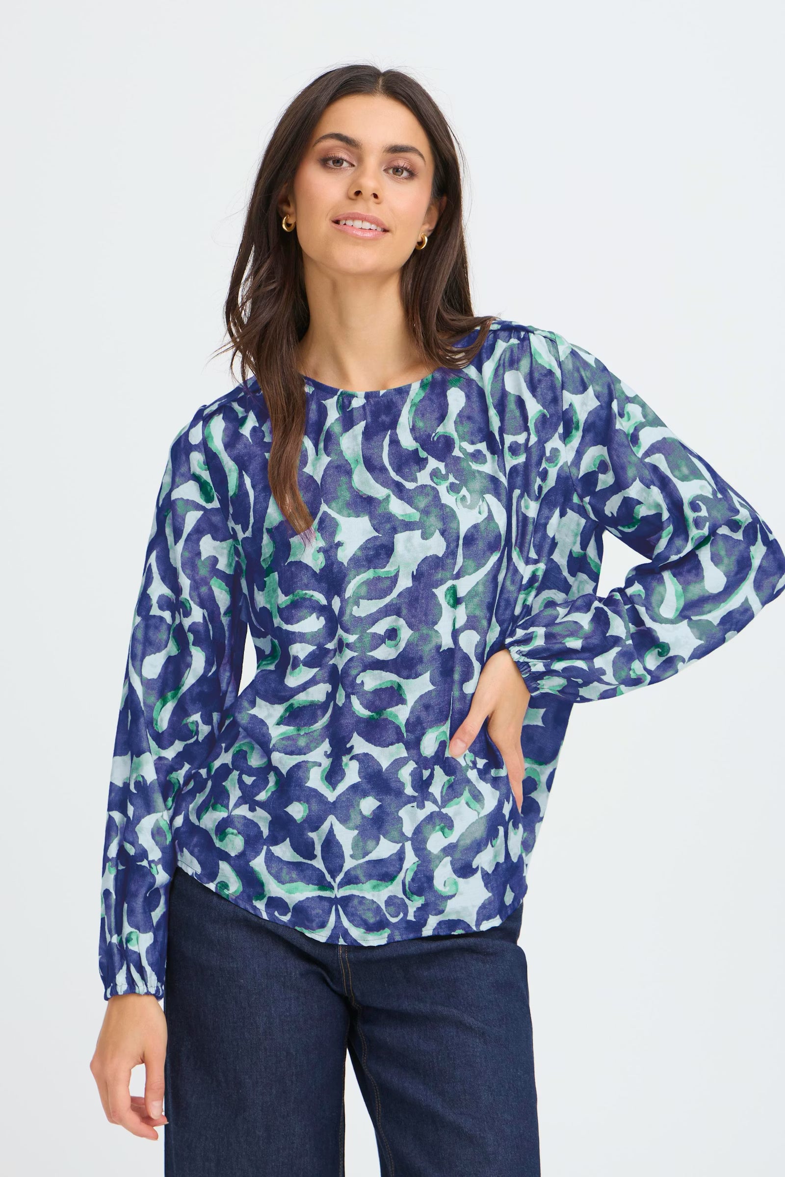 Fransa FRARIANA Blouse - Blue & Boho Print